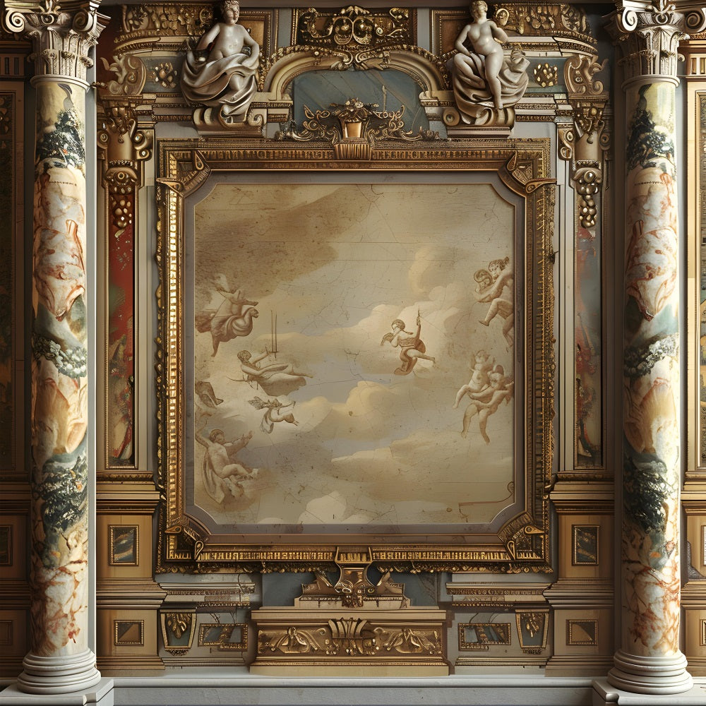 Vintage Wall Hintergrund Barock Dekorativer Rahmen Hintergrund BRP10-298