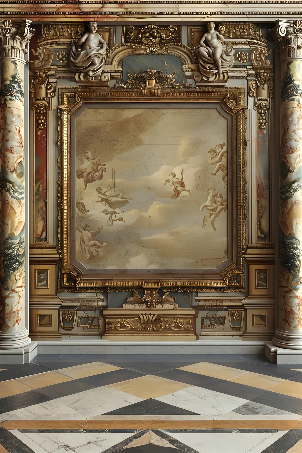 Vintage Wall Hintergrund Barock Dekorativer Rahmen Hintergrund BRP10-298