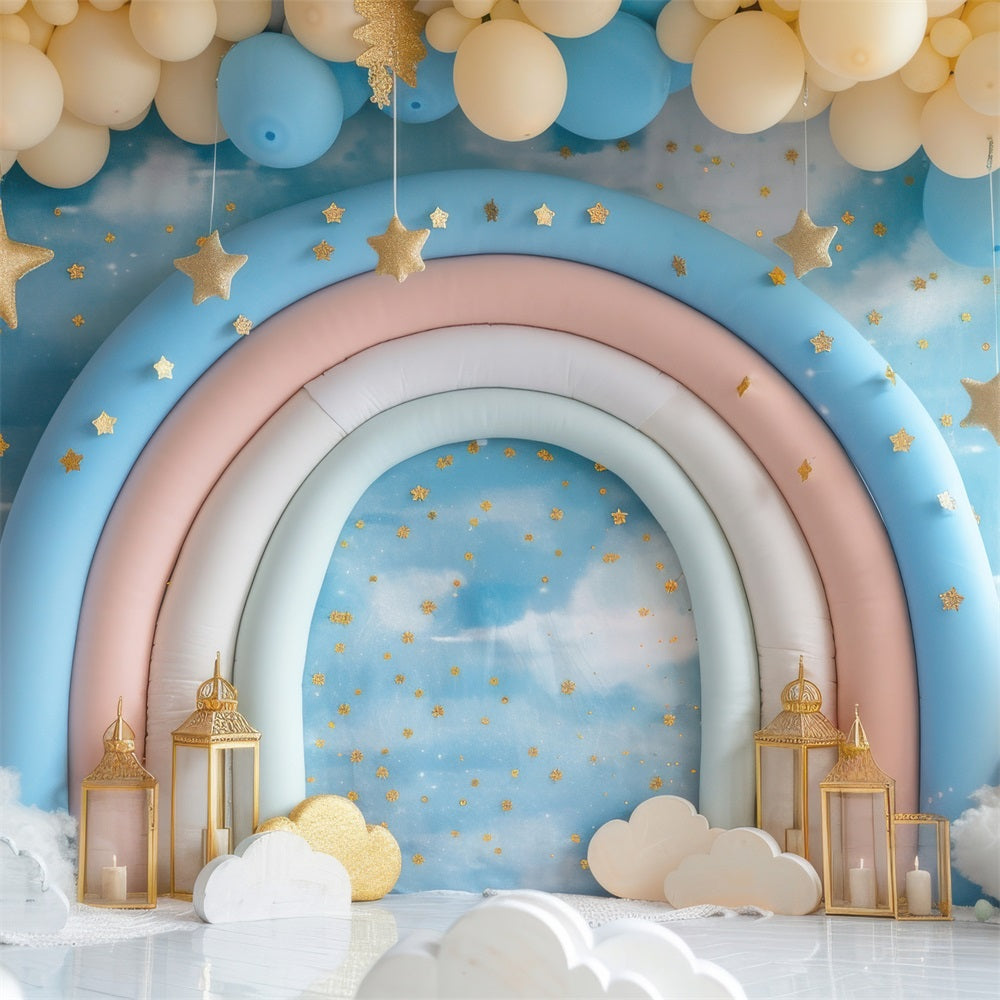Geburtstag Fotokulissen Regenbogen Bogen Gold Sterne Hintergrund BRP10-320