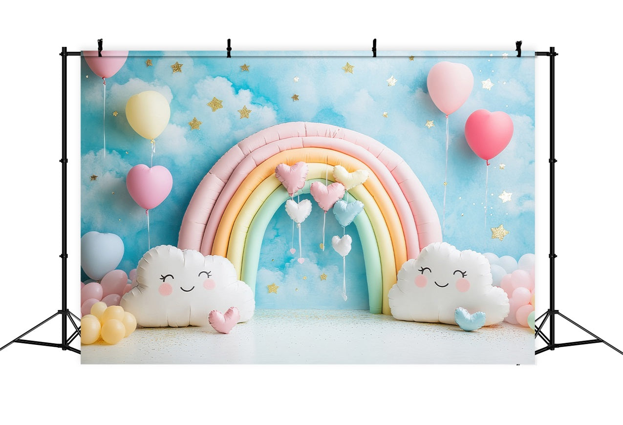 Geburtstag Party Hintergrund Wolken Ballons Regenbogen Bogen Hintergrund BRP10-321