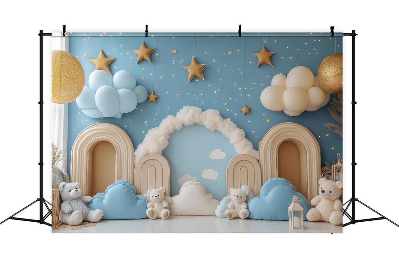 Geburtstag Fotografie Hintergrund Wolken Sterne Teddybär Hintergrund BRP10-323