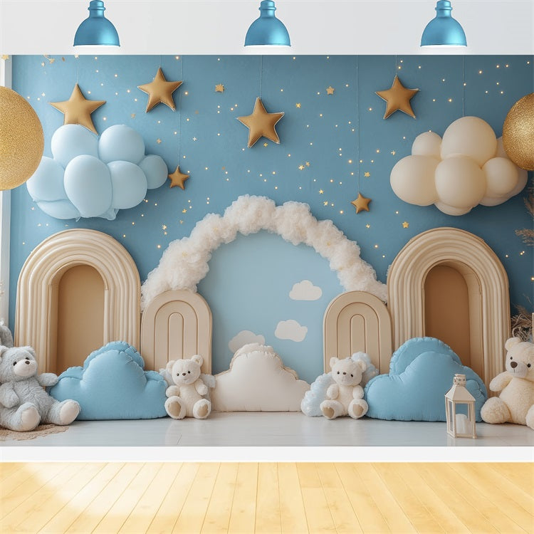 Geburtstag Fotografie Hintergrund Wolken Sterne Teddybär Hintergrund BRP10-323