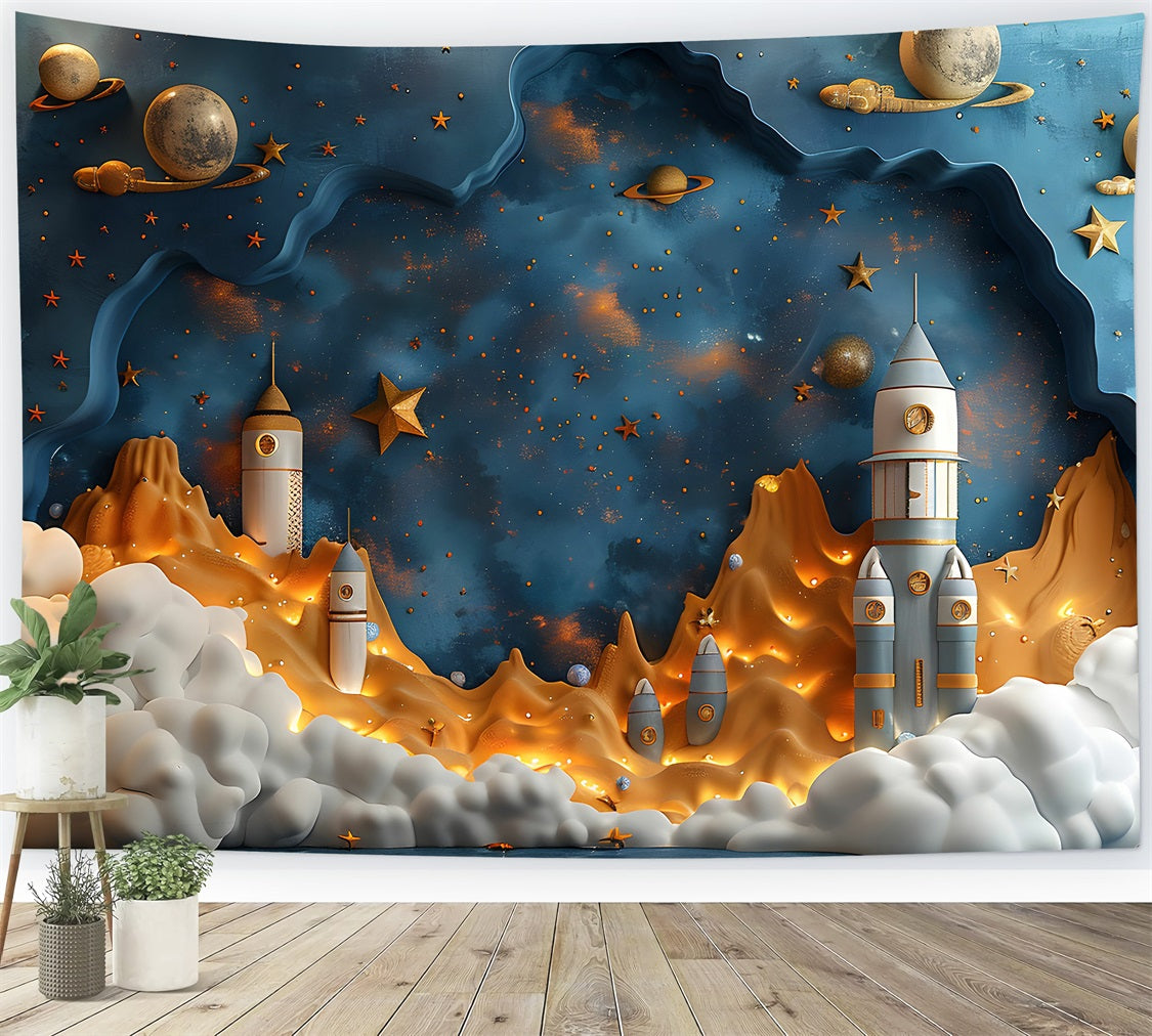 Geburtstag Hintergrund Galaktische Planeten Raketen Party Hintergrund BRP10-326