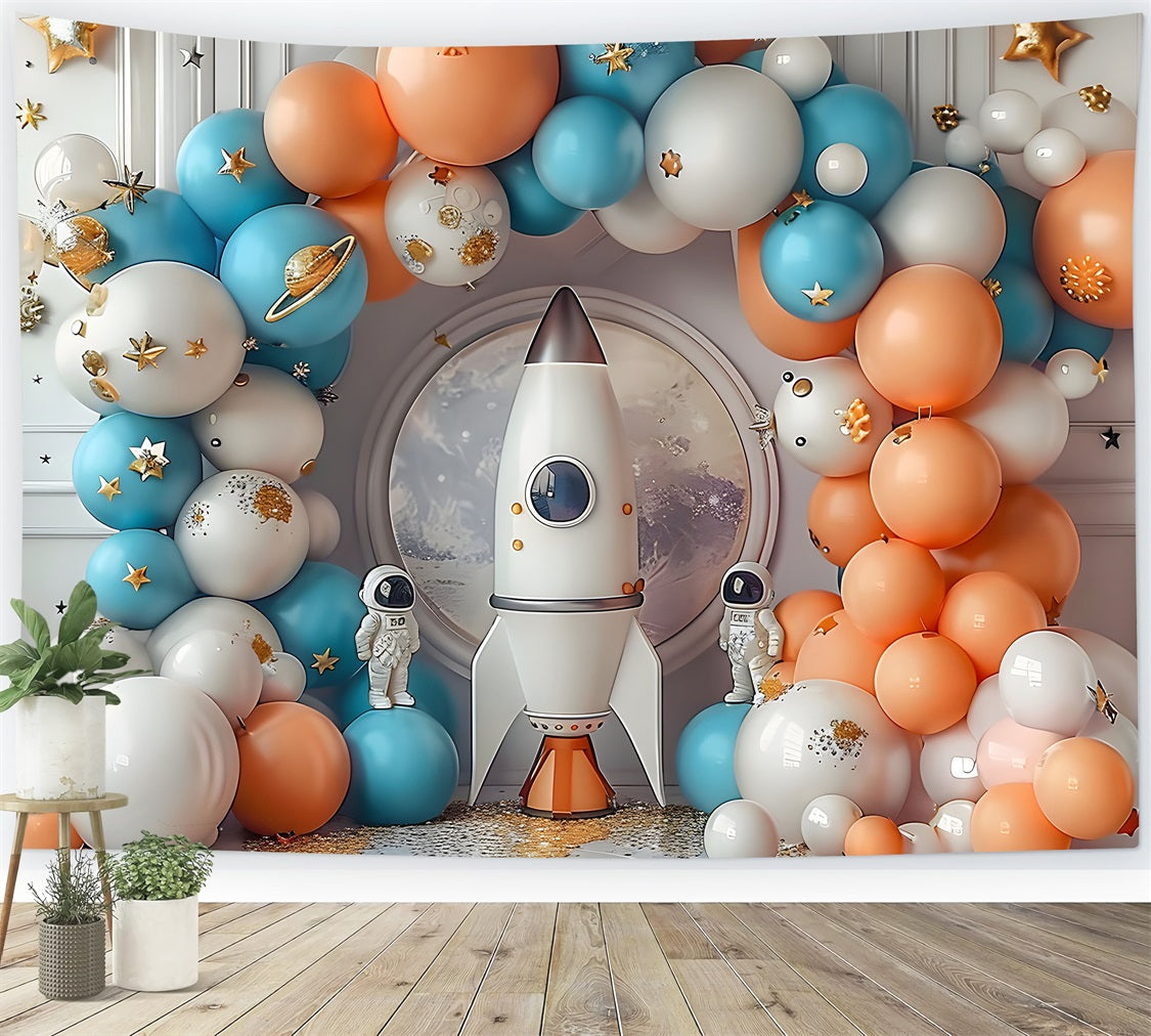 Geburtstag Fotoshooting Hintergrund Ideen Raketenstart Astronaut Hintergrund BRP10-330