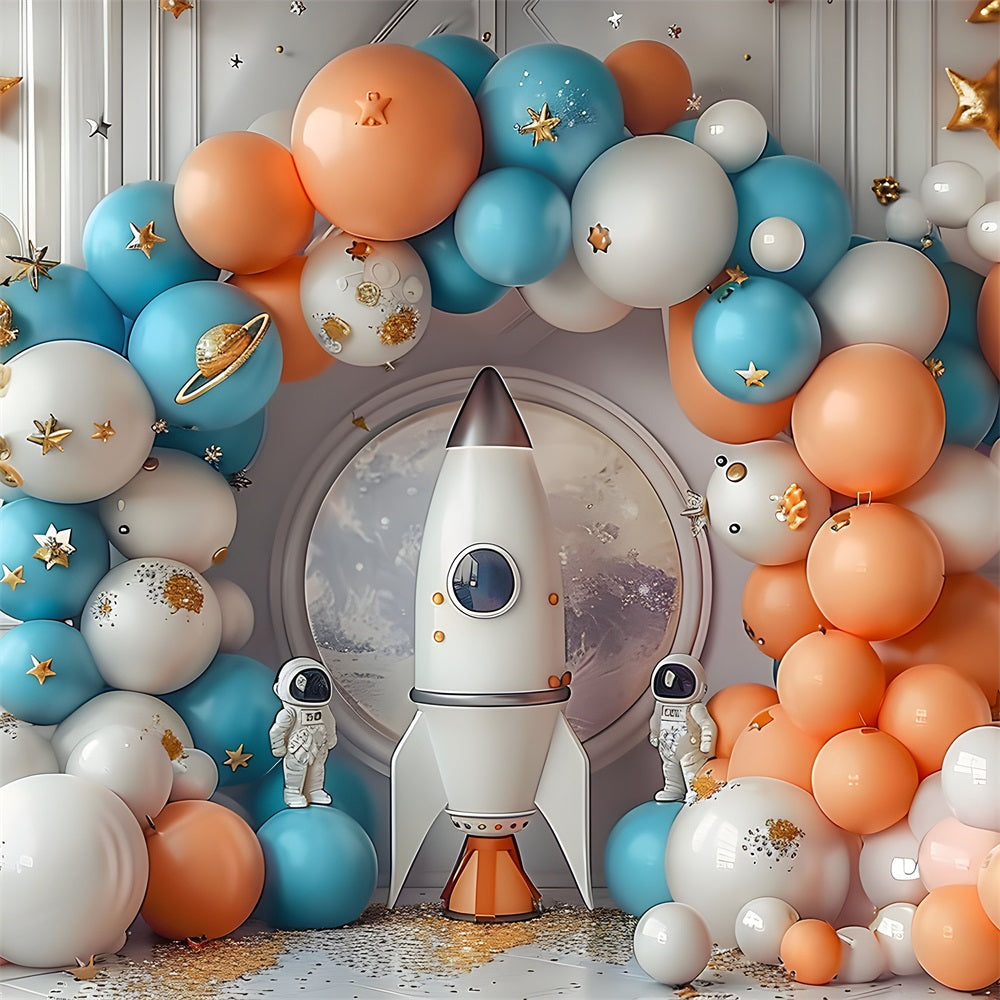 Geburtstag Fotoshooting Hintergrund Ideen Raketenstart Astronaut Hintergrund BRP10-330