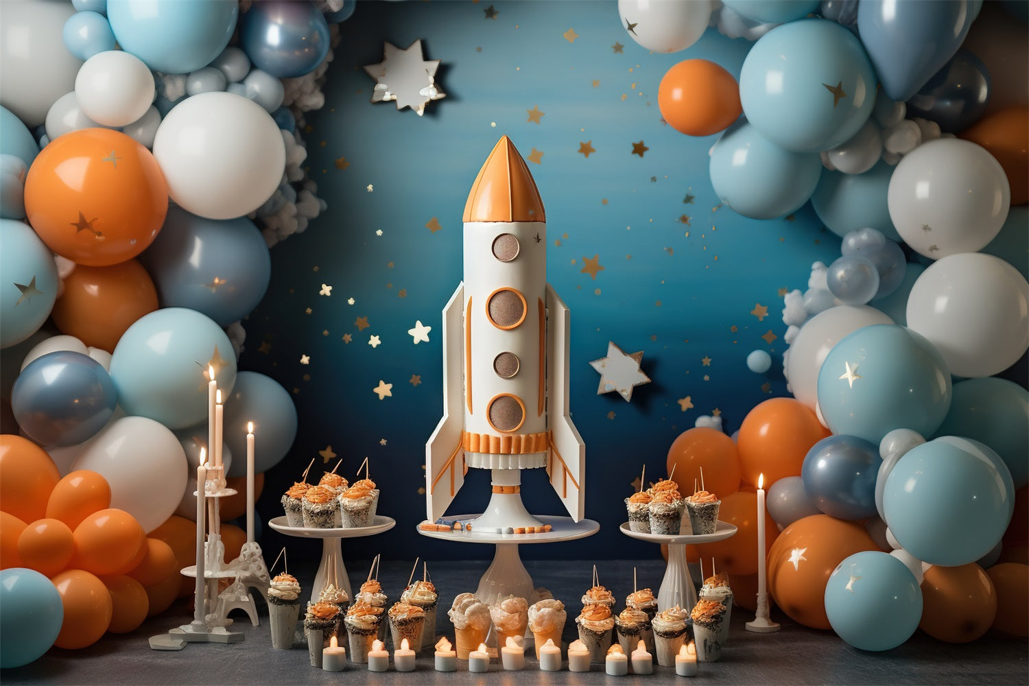 Geburtstag Hintergrund Cupcake Rocket Abenteuer Hintergrund BRP10-333