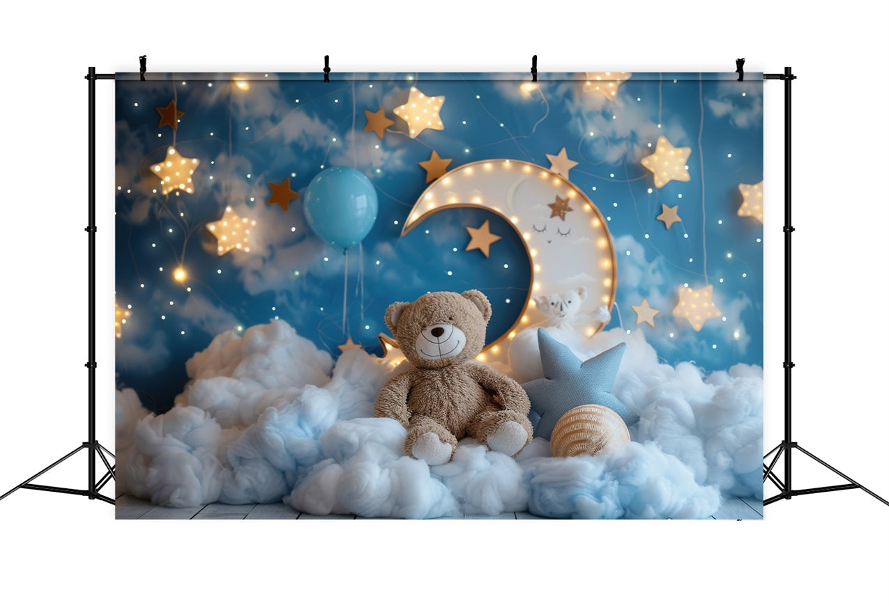 Geburtstag Fotokulissen Mond Teddybär Wolke Hintergrund BRP10-334