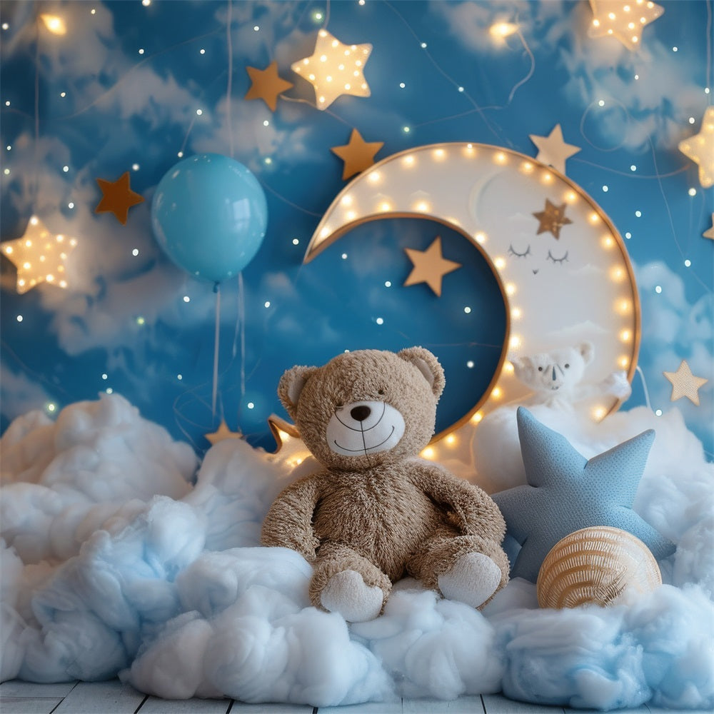 Geburtstag Fotokulissen Mond Teddybär Wolke Hintergrund BRP10-334