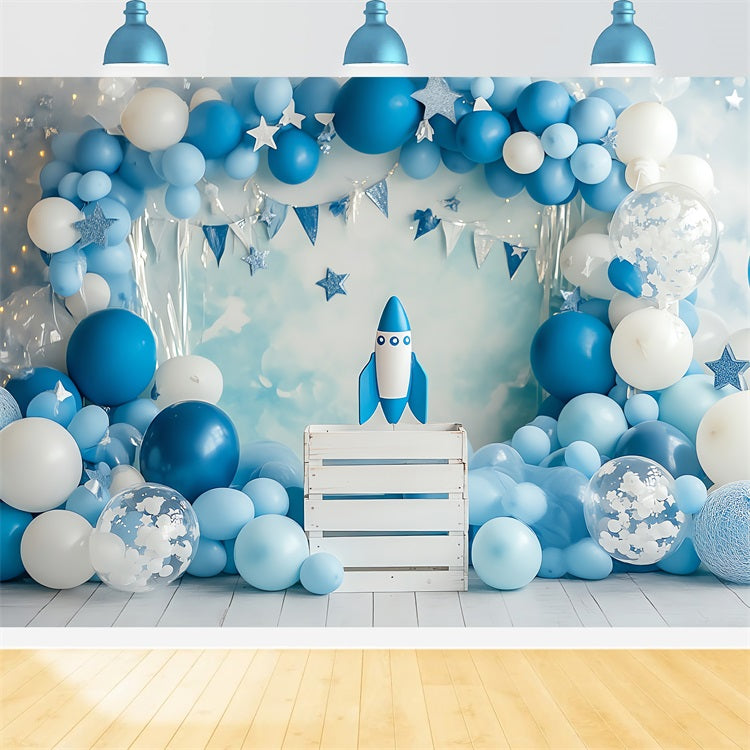 Geburtstag Fotohintergrund Rakete Sterne Ballonhintergrund BRP10-336