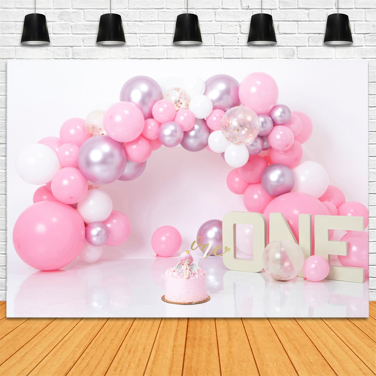 1. Geburtstag Fotohintergrund rosa lila Ballon Hintergrund BRP10-337