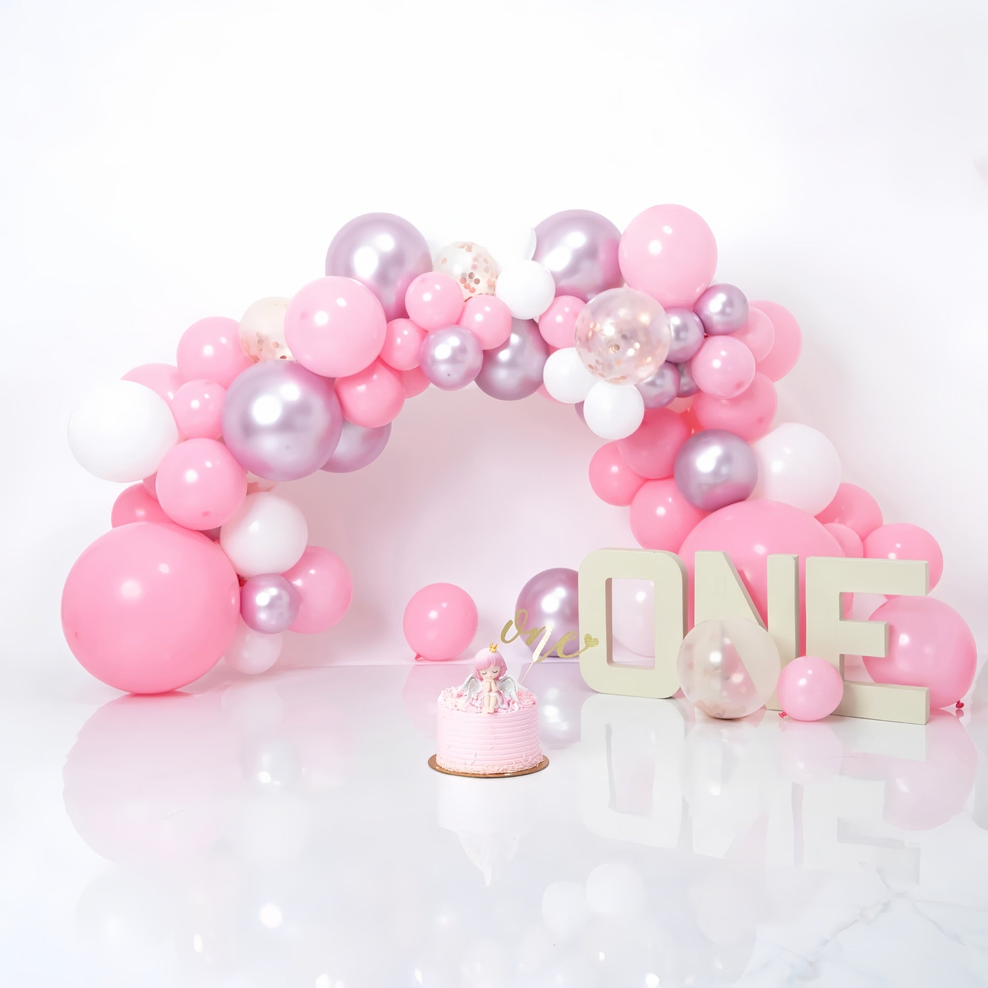 1. Geburtstag Fotohintergrund rosa lila Ballon Hintergrund BRP10-337