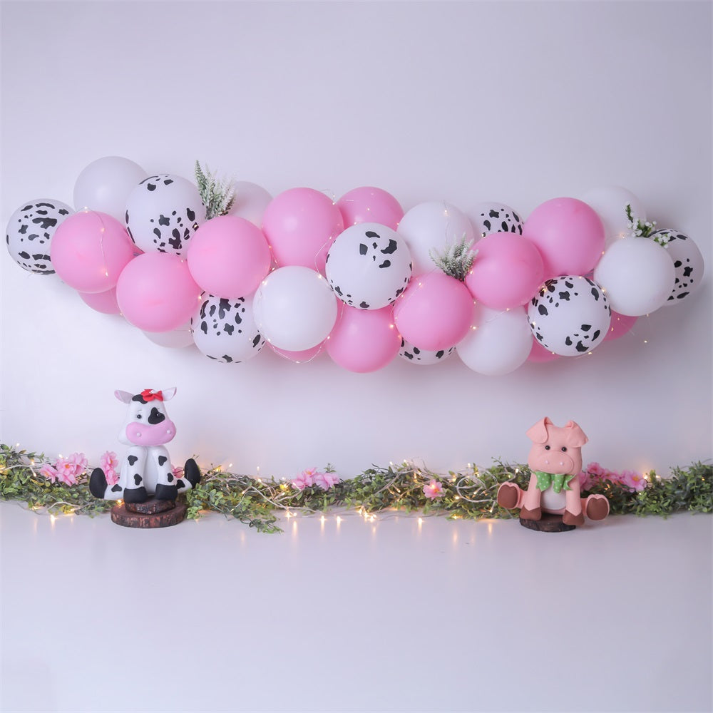 Hintergrund für Geburtstag Bauernhof-Themed Kuh Schwein Ballon Hintergrund BRP10-339