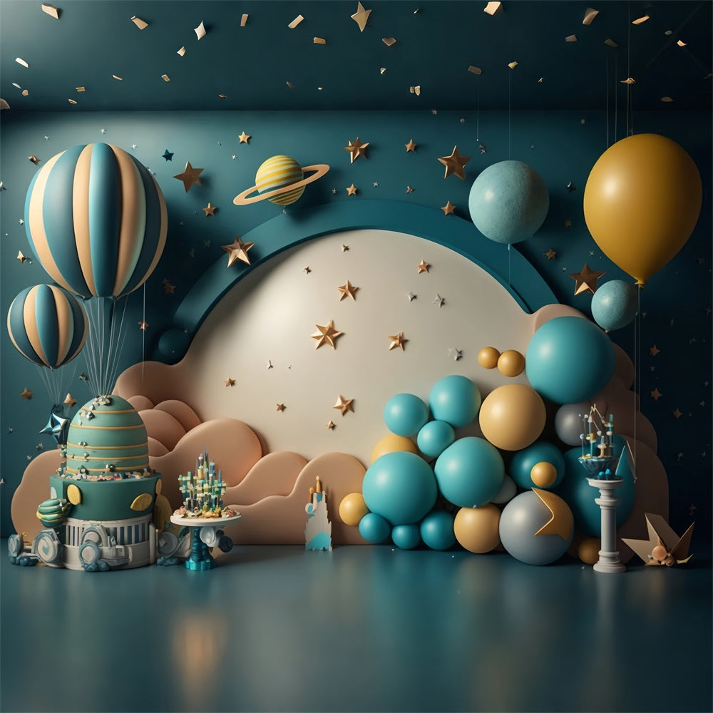 Hintergrund Geburtstag Galaktische Heißluftballon Hintergrund BRP10-340