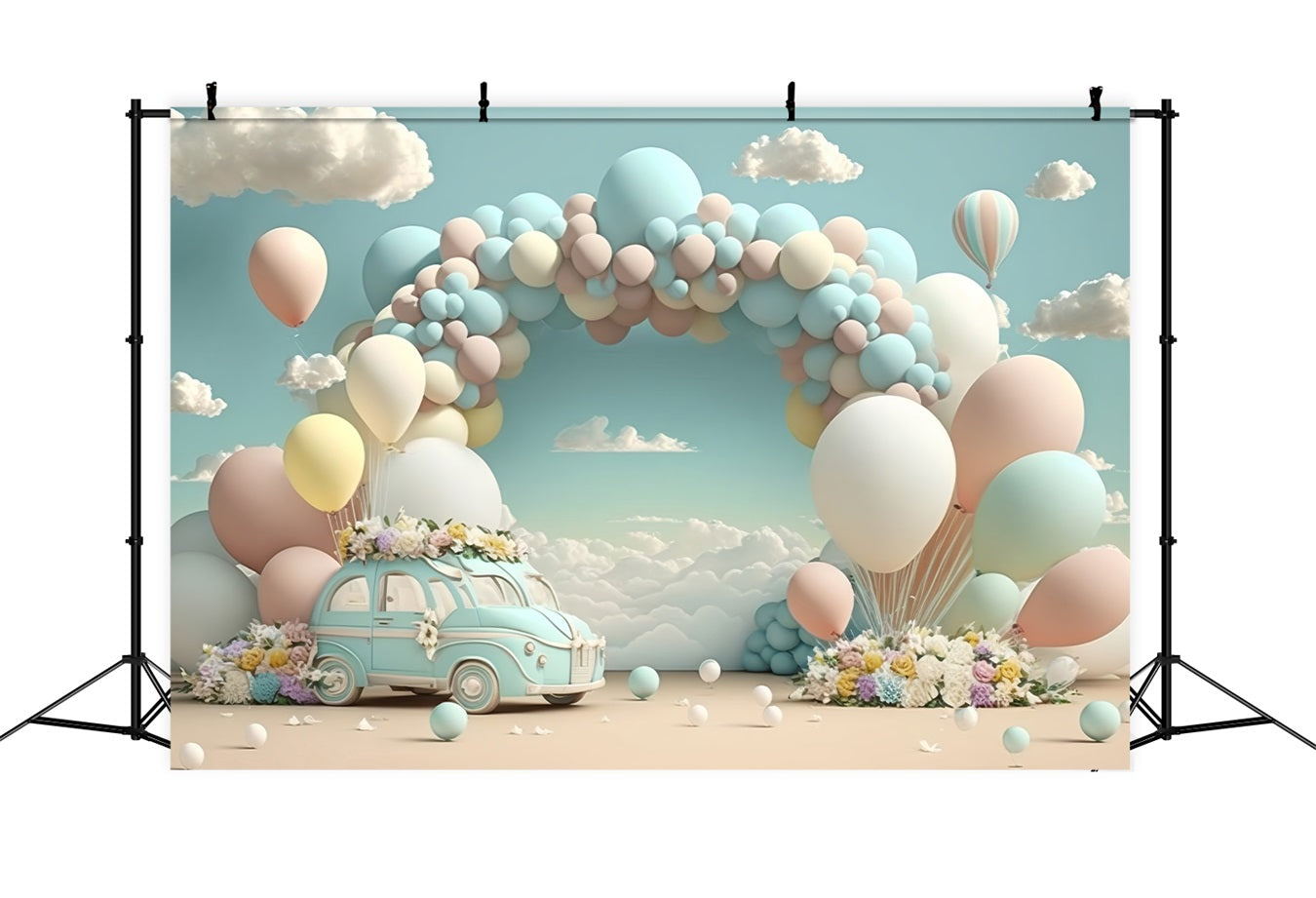 Hintergrund für Geburtstag Vintage Auto Ballon Wolke Hintergrund BRP10-341