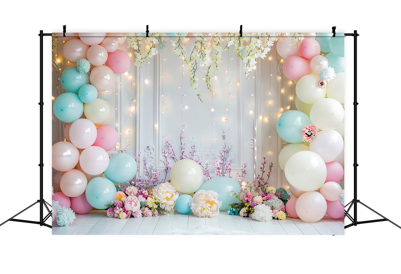 Hintergrund für Geburtstagsfeiern Ballonbogen Floral Hintergrund BRP10-345