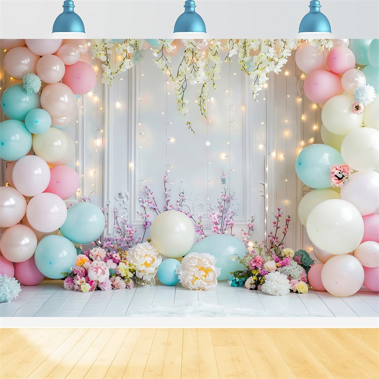 Hintergrund für Geburtstagsfeiern Ballonbogen Floral Hintergrund BRP10-345