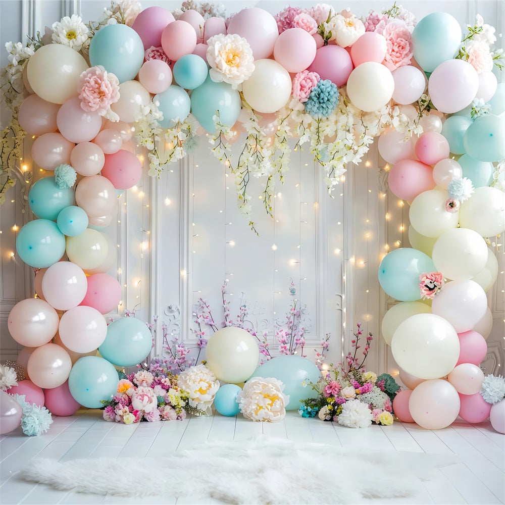 Hintergrund für Geburtstagsfeiern Ballonbogen Floral Hintergrund BRP10-345