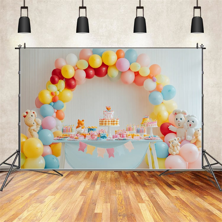 Hintergrund für Geburtstag Kinder Ballonbogen Hintergrund BRP10-348