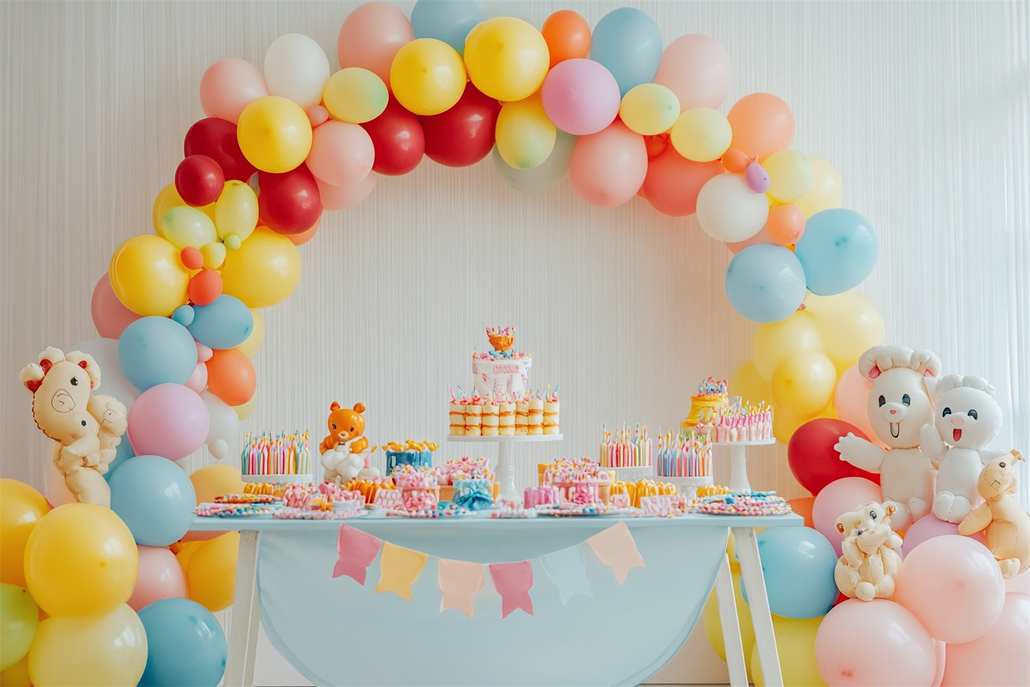 Hintergrund für Geburtstag Kinder Ballonbogen Hintergrund BRP10-348