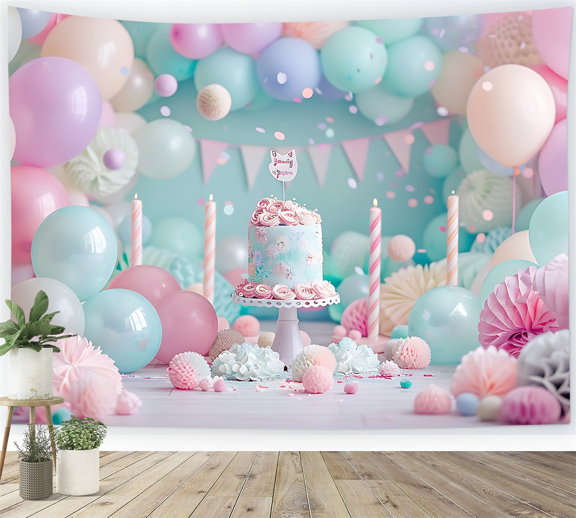 Hintergrund Geburtstag Party Luftballons Kuchen Hintergrund BRP10-359