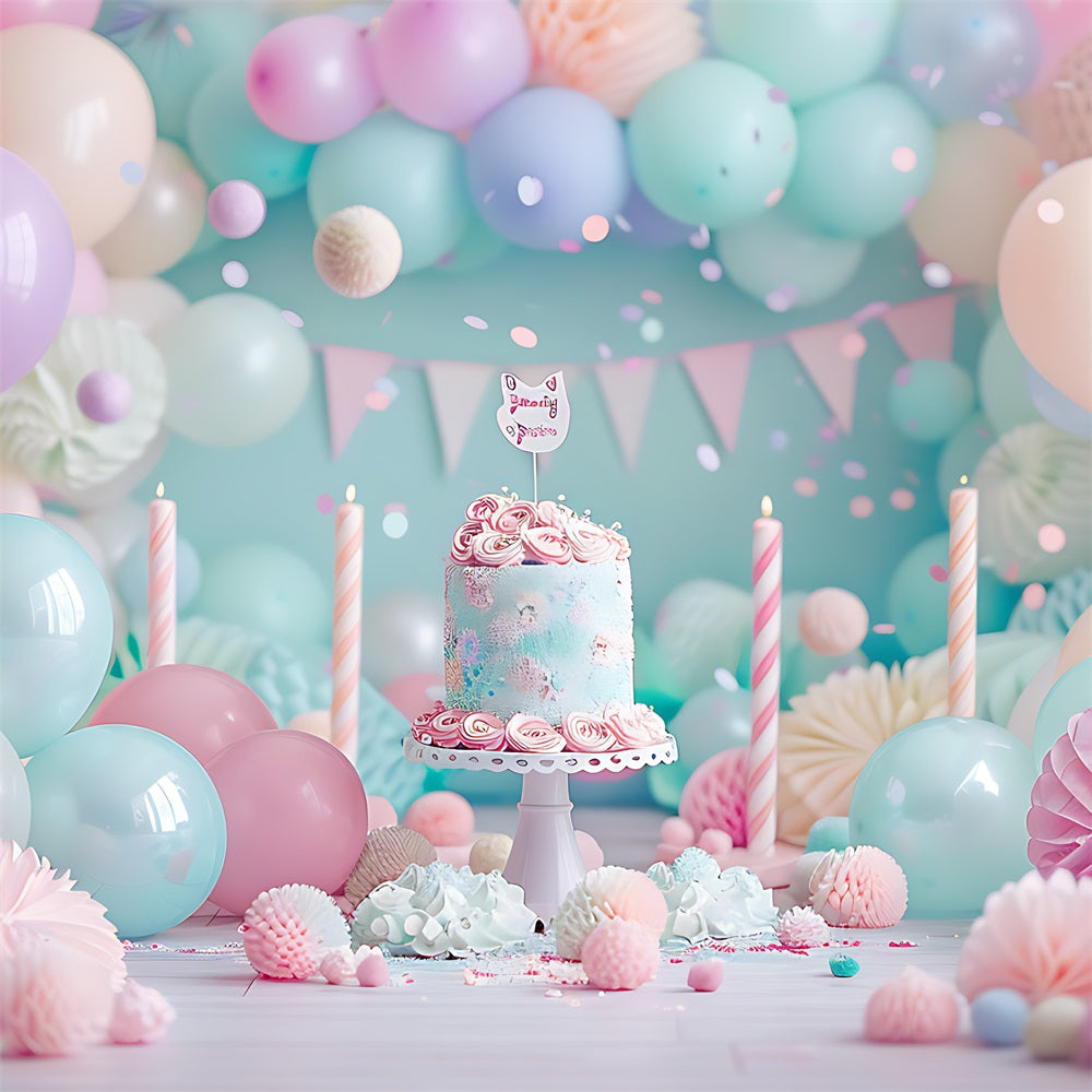 Hintergrund Geburtstag Party Luftballons Kuchen Hintergrund BRP10-359