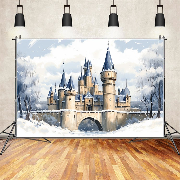 Winterliches verzaubertes Schloss Frostige Brücke Kulisse BRP10-36