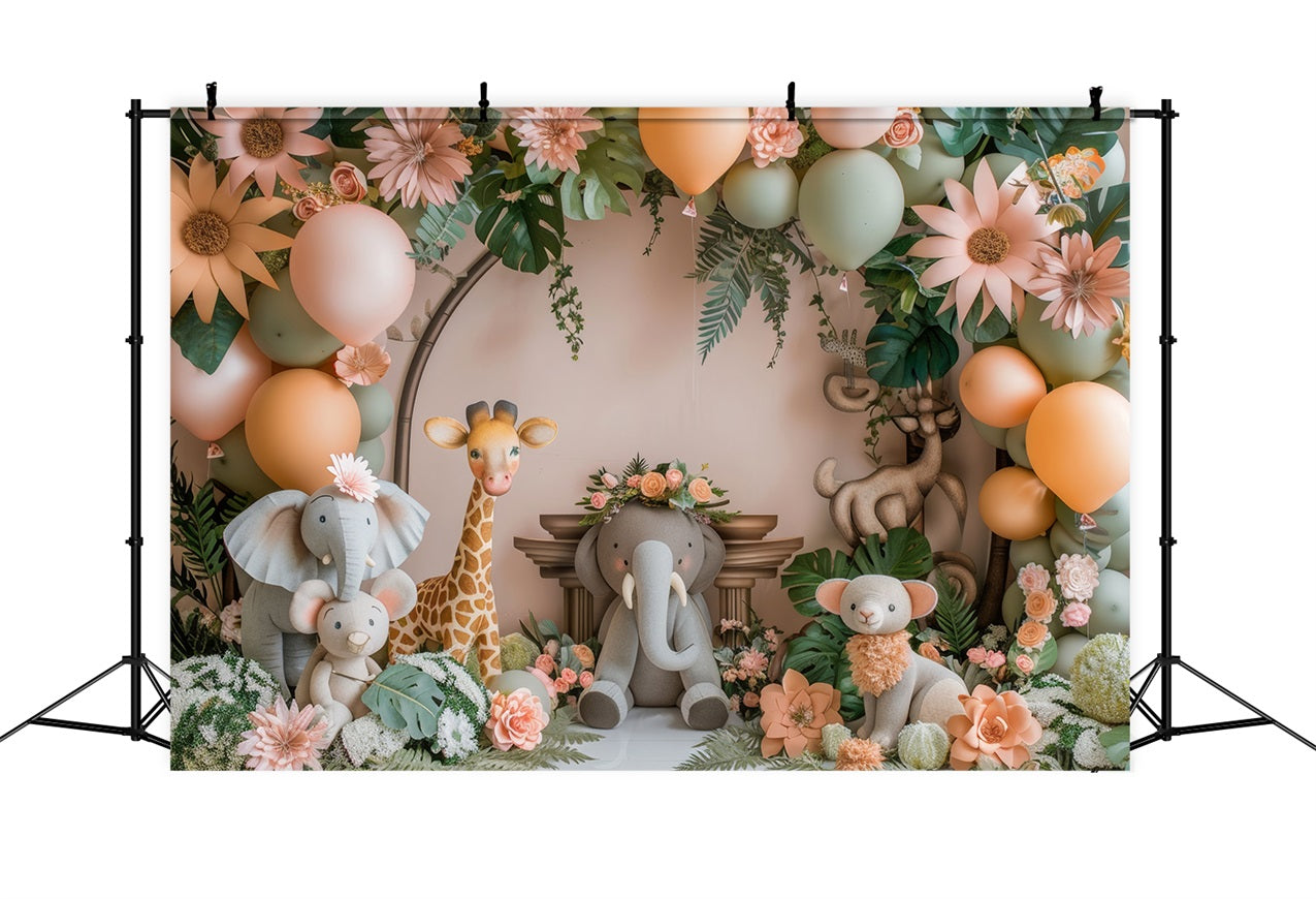 Foto Booth Hintergrund Geburtstag Dschungel-Thema Tier Ballon Hintergrund BRP10-362
