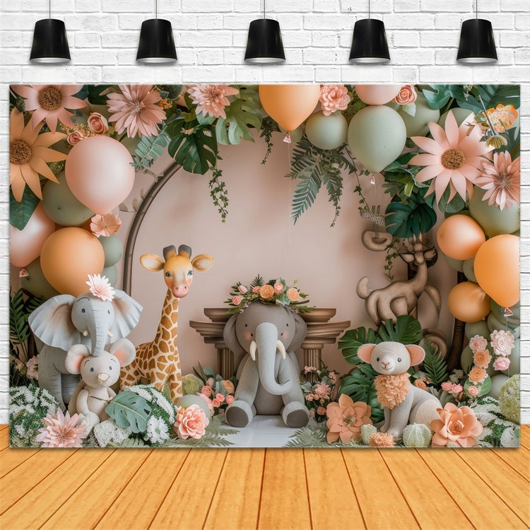Foto Booth Hintergrund Geburtstag Dschungel-Thema Tier Ballon Hintergrund BRP10-362
