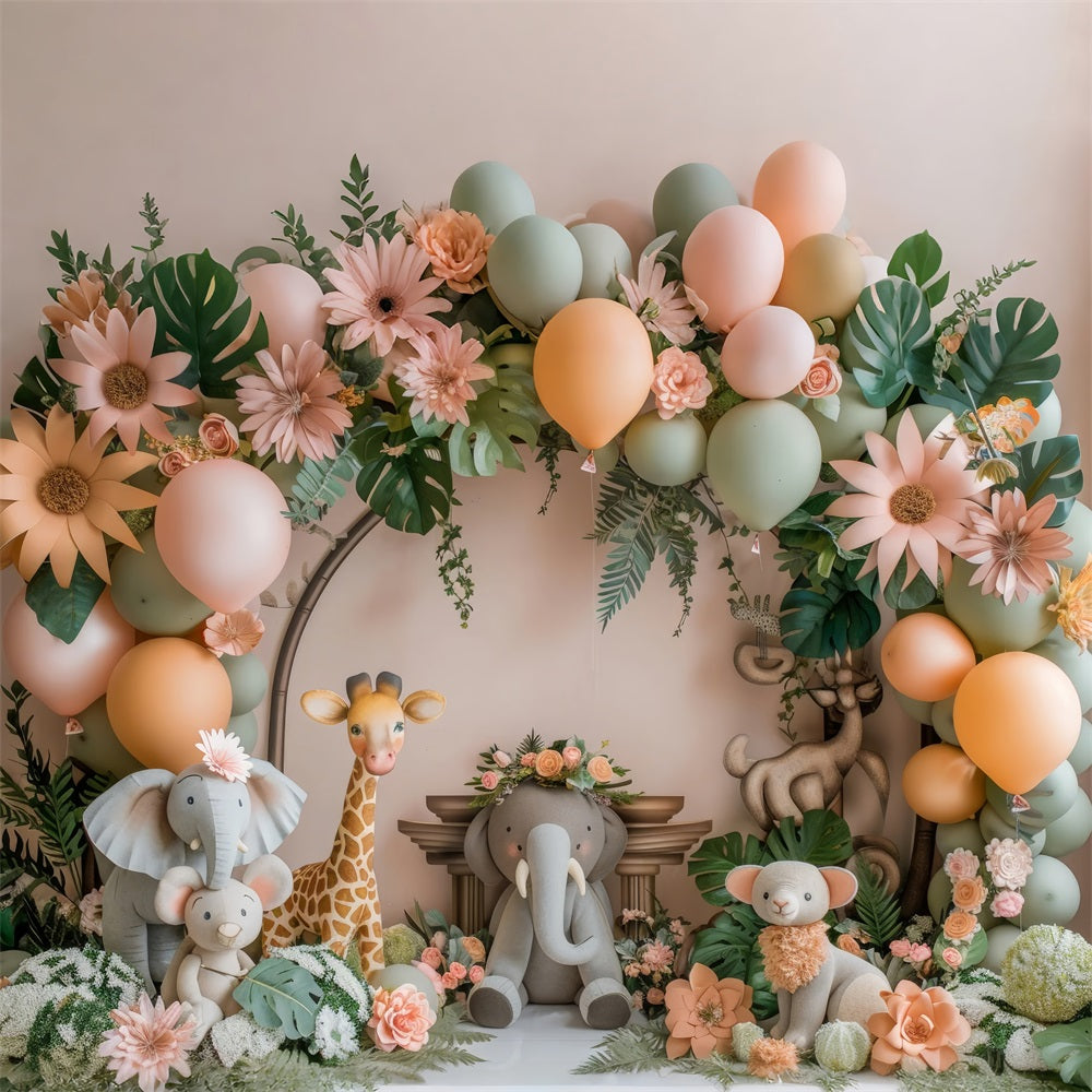 Foto Booth Hintergrund Geburtstag Dschungel-Thema Tier Ballon Hintergrund BRP10-362