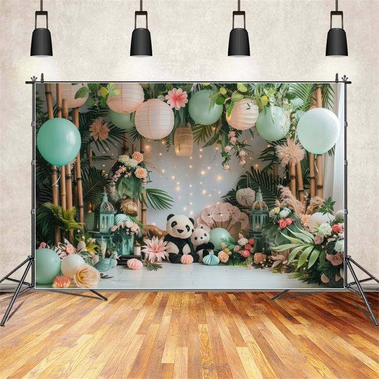 Geburtstag Hintergrund Panda Ballon Bambus Hintergrund BRP10-364