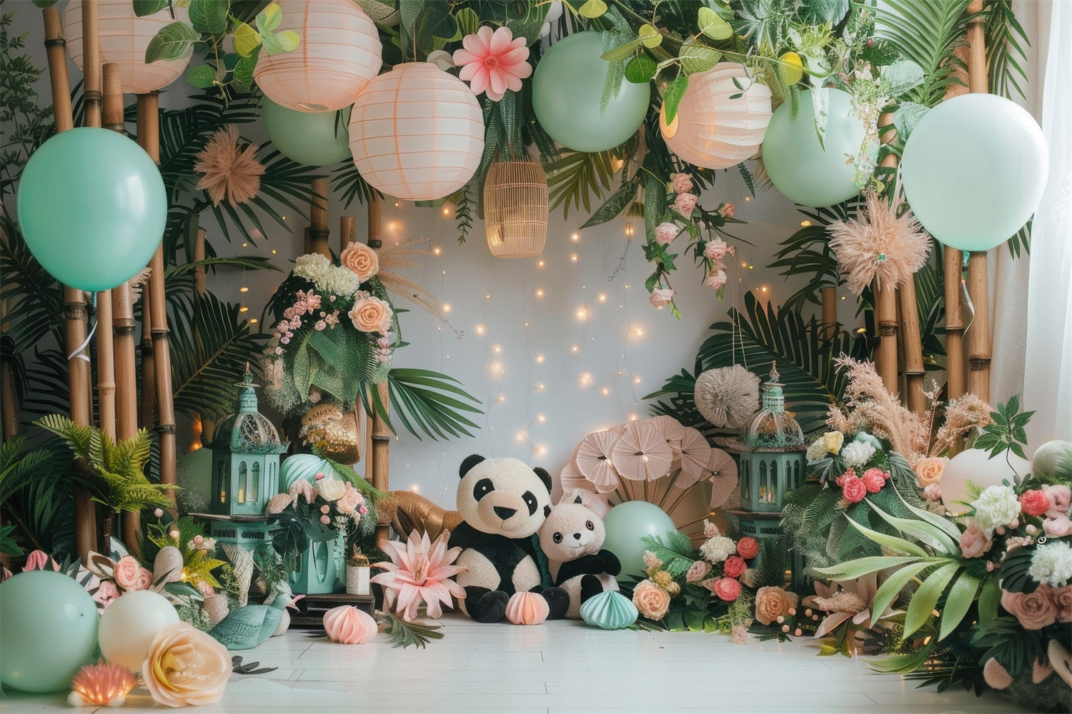 Geburtstag Hintergrund Panda Ballon Bambus Hintergrund BRP10-364