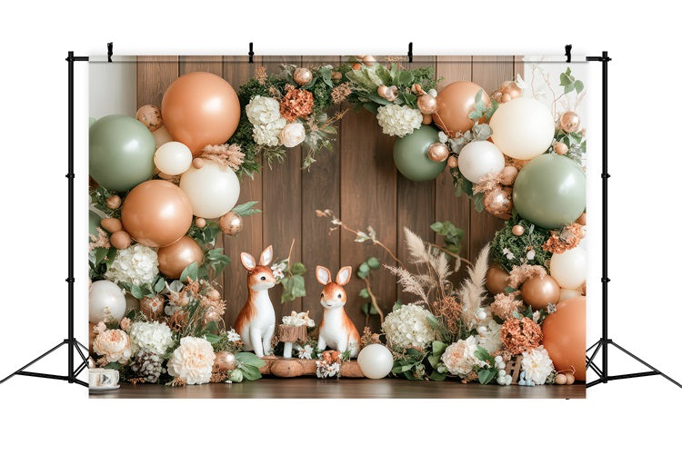 Geburtstag Feier Hintergrund Woodland Deer Ballons Hintergrund BRP10-368