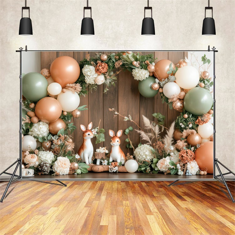 Geburtstag Feier Hintergrund Woodland Deer Ballons Hintergrund BRP10-368