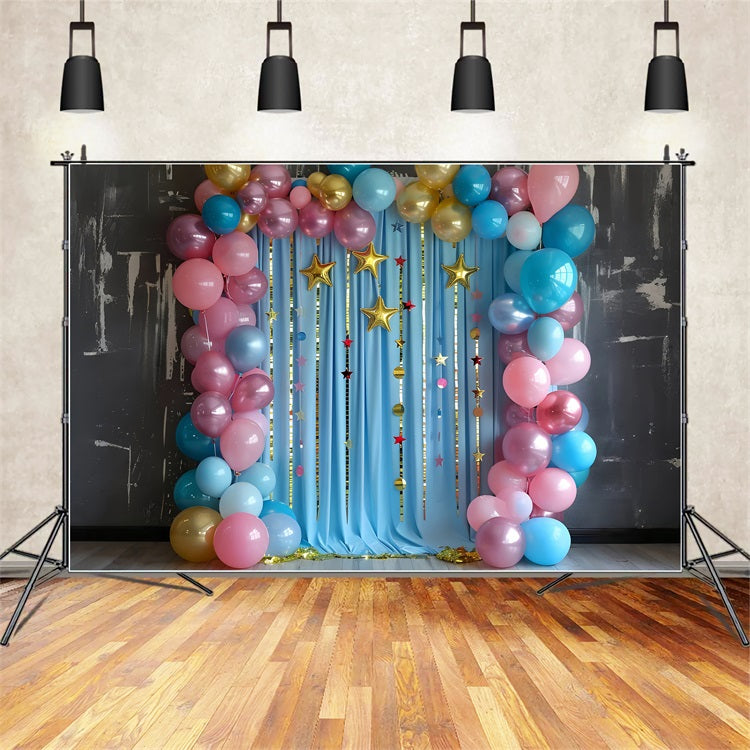 Fotografie Geburtstag Hintergrund Sterne Luftballons Bogen Hintergrund BRP10-374
