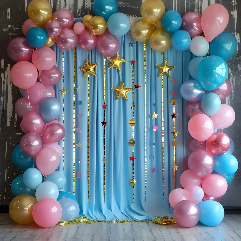 Fotografie Geburtstag Hintergrund Sterne Luftballons Bogen Hintergrund BRP10-374