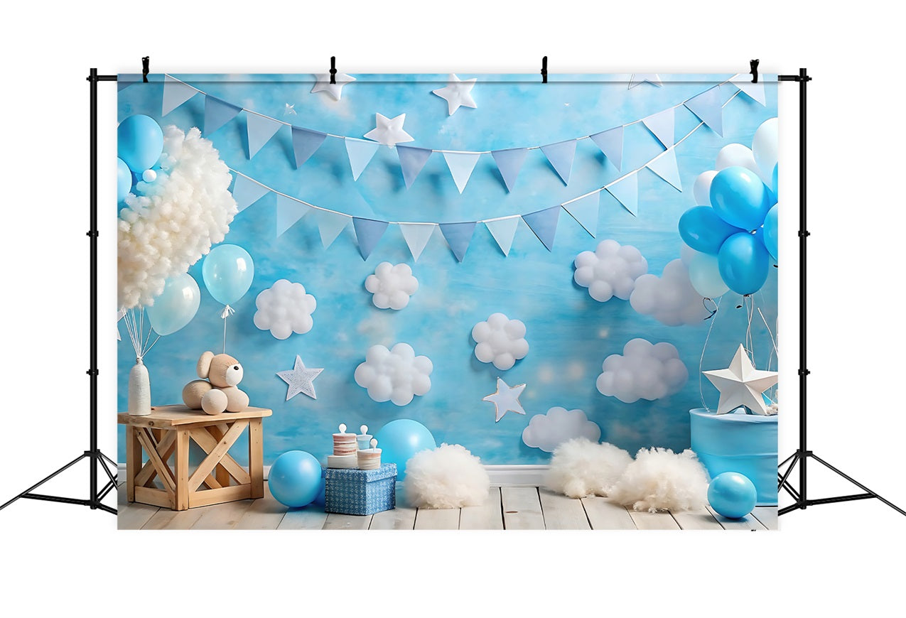 Happy Birthday Fotohintergrund Luftballons Wolkig Hintergrund BRP10-376