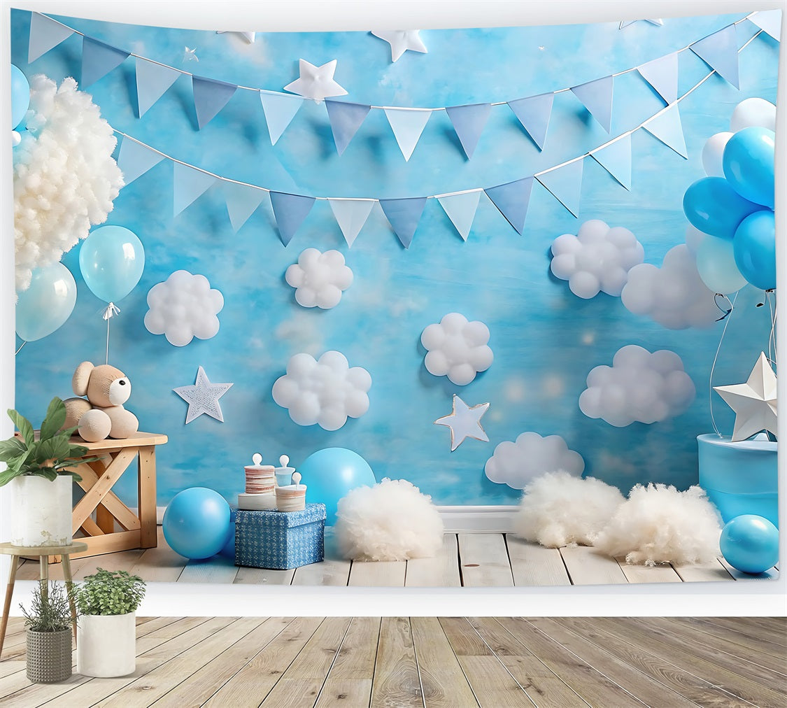 Happy Birthday Fotohintergrund Luftballons Wolkig Hintergrund BRP10-376