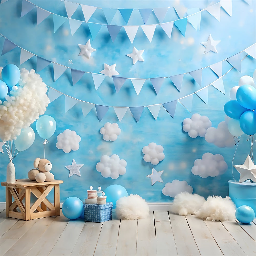 Happy Birthday Fotohintergrund Luftballons Wolkig Hintergrund BRP10-376
