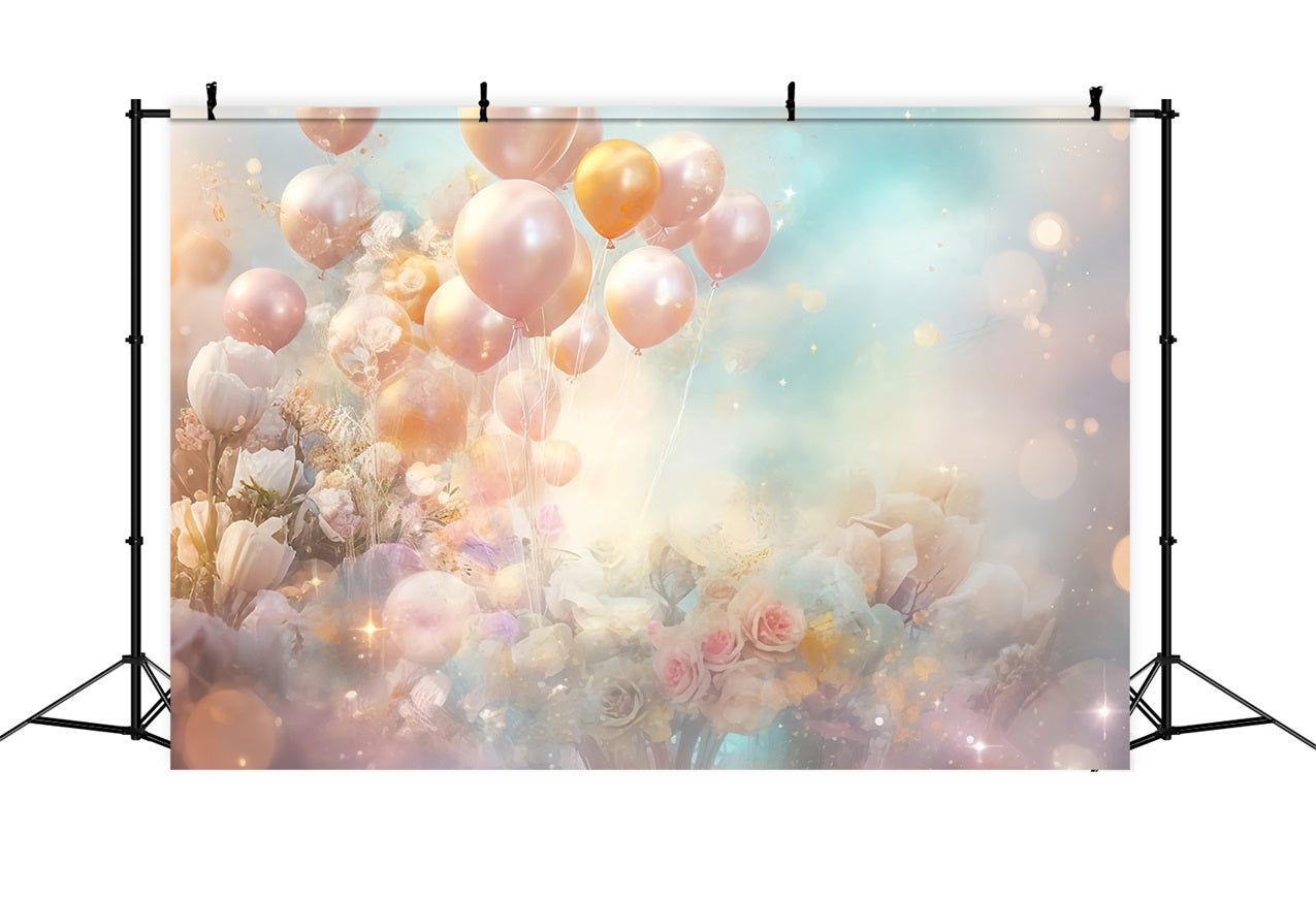 Happy Birthday Hintergrund für Kinder Ballons Blumen Hintergrund BRP10-377