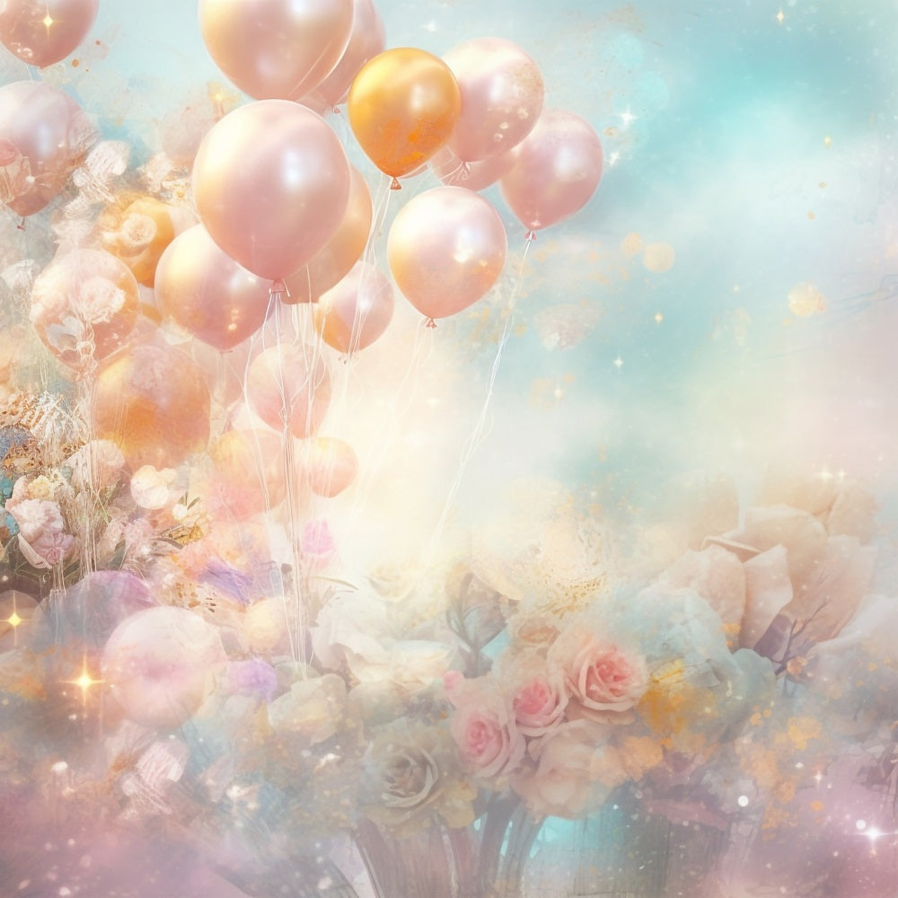 Happy Birthday Hintergrund für Kinder Ballons Blumen Hintergrund BRP10-377
