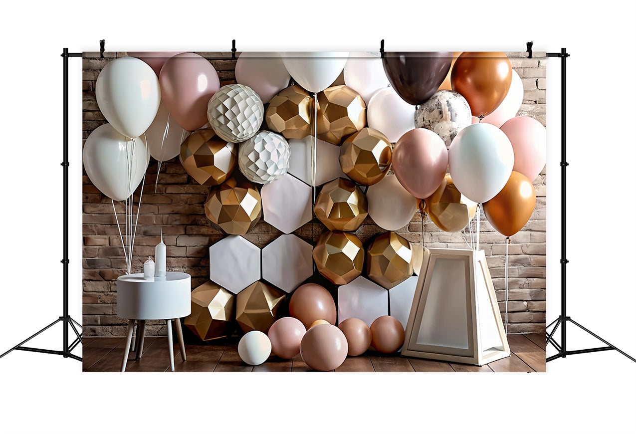 Happy Birthday Ballons Hintergrund Geometrisch Hintergrund BRP10-381