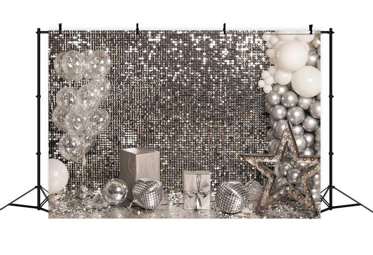 Geburtstag Ballons Hintergrund Silber Bouquet Star Hintergrund BRP10-384