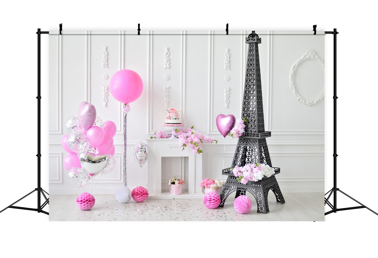 Geburtstag Hintergrund Eiffelturm Luftballons Hintergrund BRP10-385