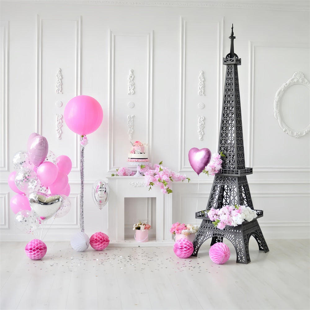 Geburtstag Hintergrund Eiffelturm Luftballons Hintergrund BRP10-385