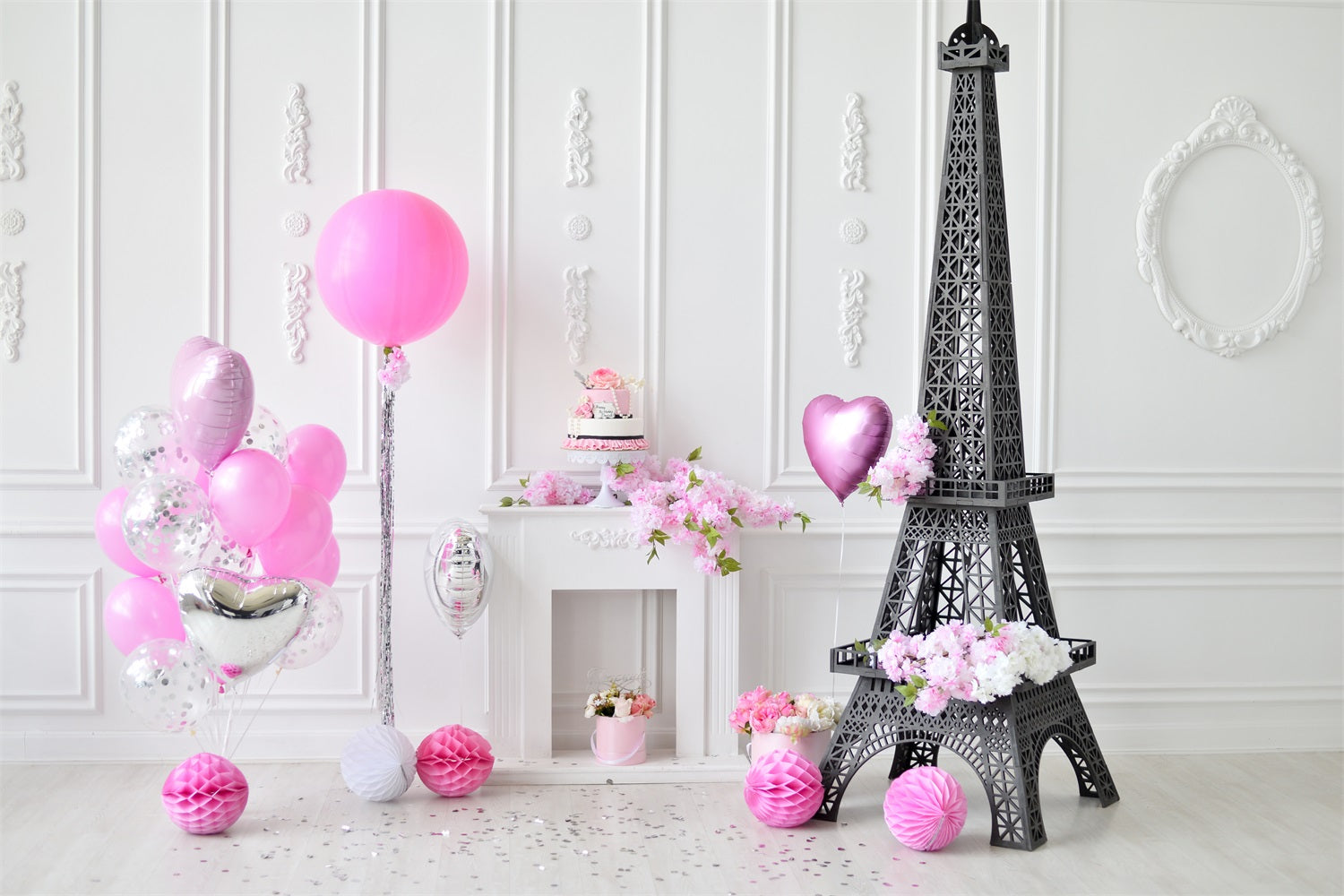 Geburtstag Hintergrund Eiffelturm Luftballons Hintergrund BRP10-385