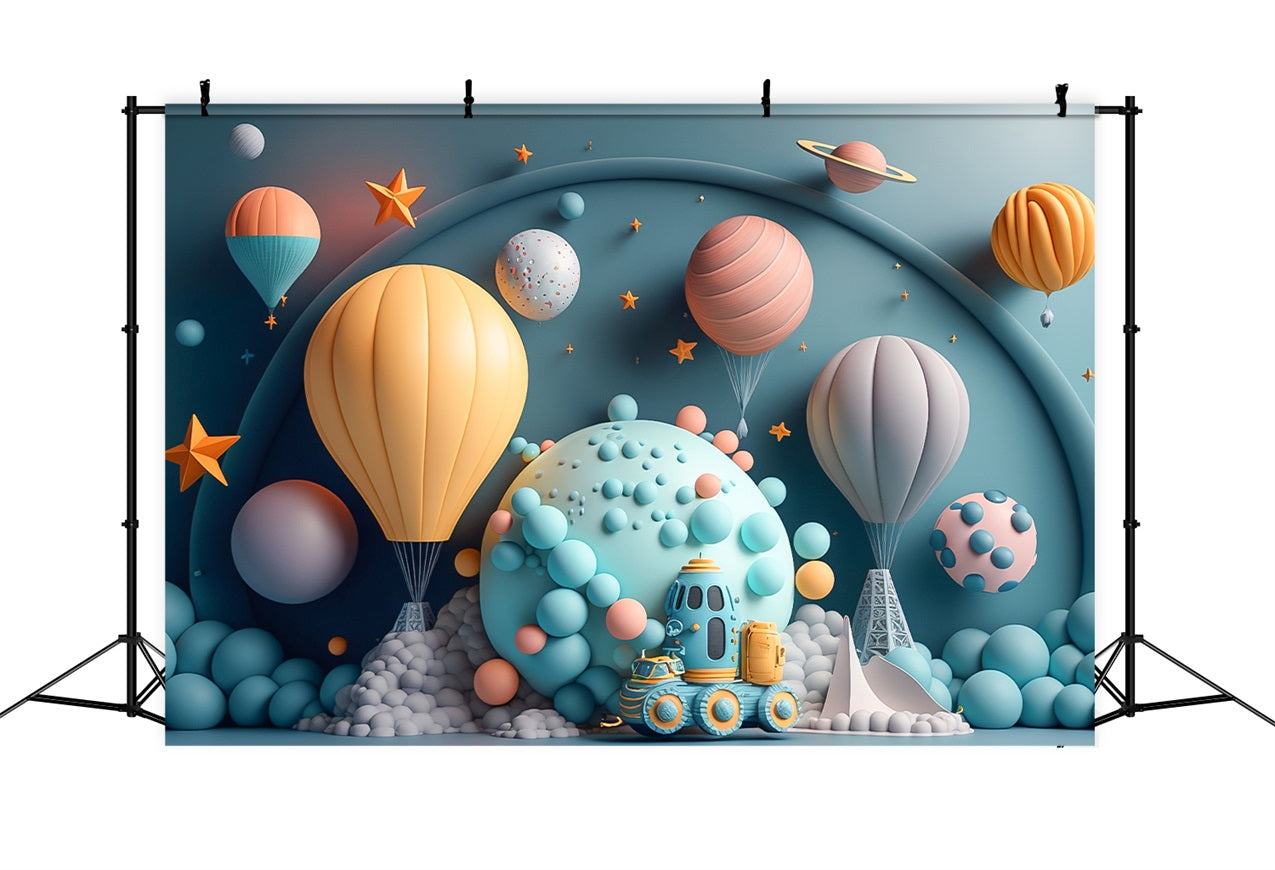 Geburtstag Hintergrund Planet Heißluftballon Exploration Hintergrund BRP10-393