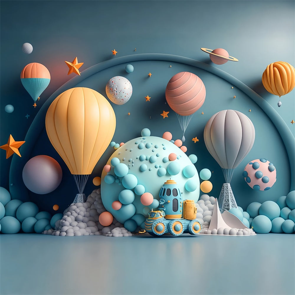 Geburtstag Hintergrund Planet Heißluftballon Exploration Hintergrund BRP10-393