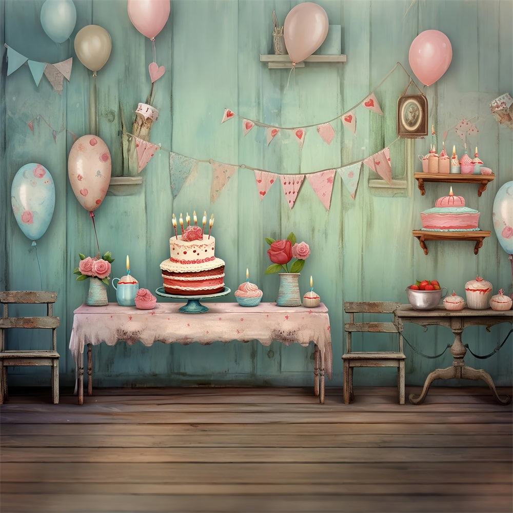Geburtstag Fotokulisse Kuchen Tisch Wimpel Kulisse BRP10-396