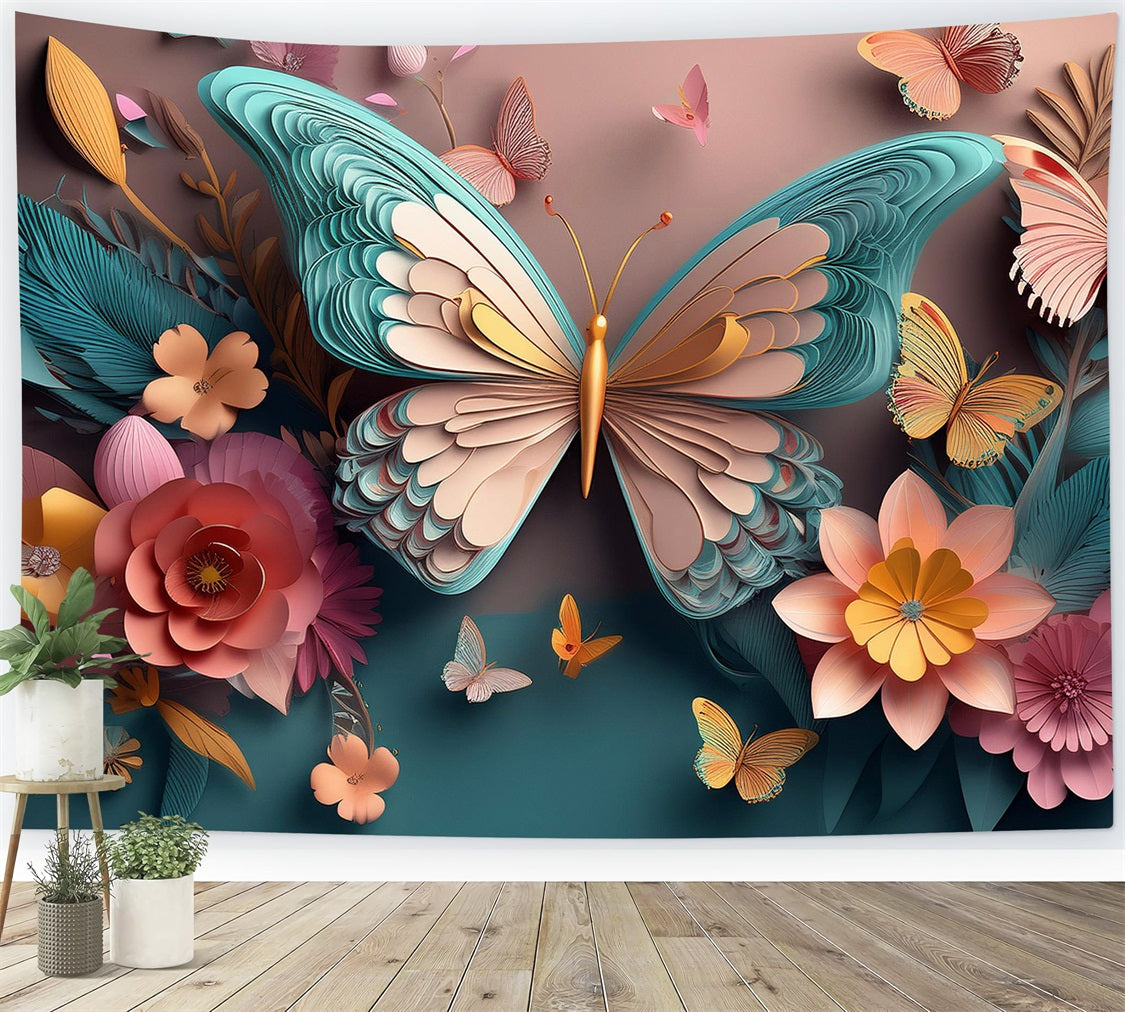 Hintergrund für Geburtstagsfeier 3D Schmetterling Floral Hintergrund BRP10-402