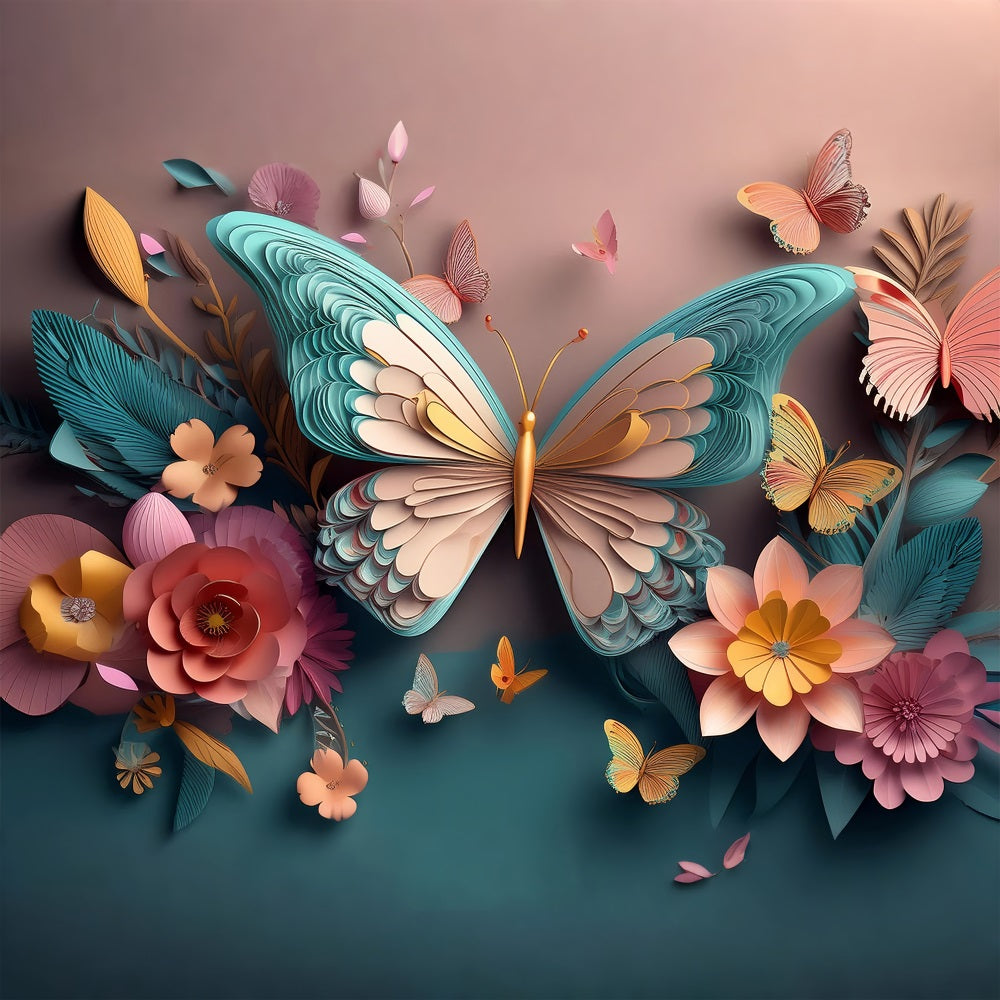 Hintergrund für Geburtstagsfeier 3D Schmetterling Floral Hintergrund BRP10-402